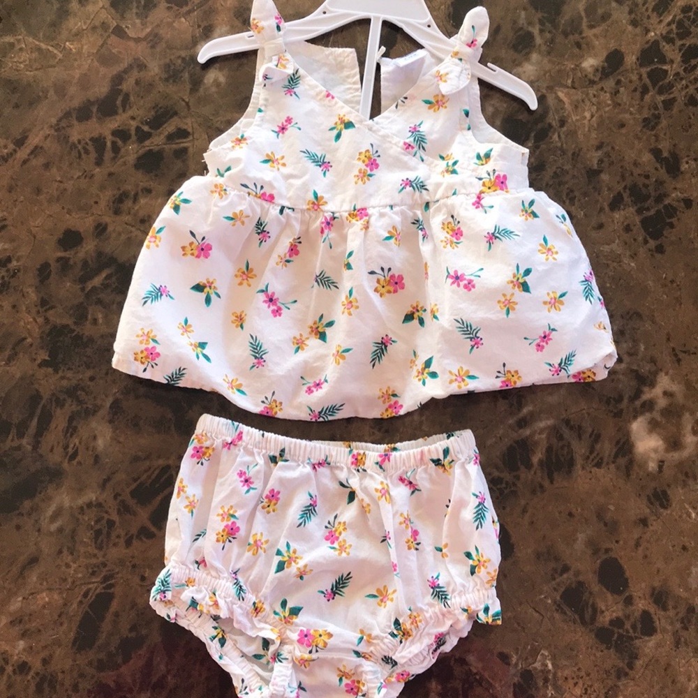 Baby Girl 2 Piece Outfit w/Babydoll Top